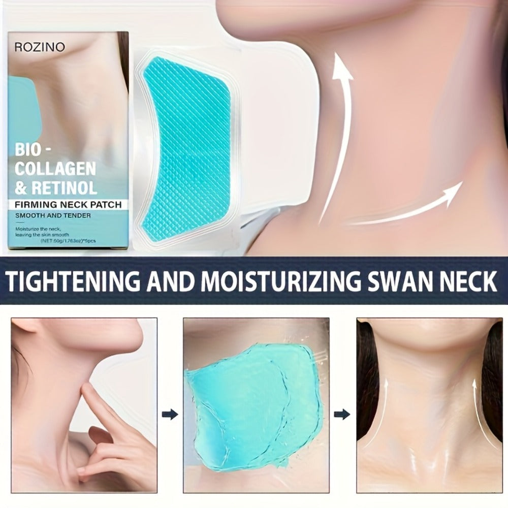 Bio Collagen Neck Lift Mask 5 Pack - & Gel Patches, Anti-Wrinkle, Neck Skincare Treatment for Entryways, Bedrooms and Living Spaces