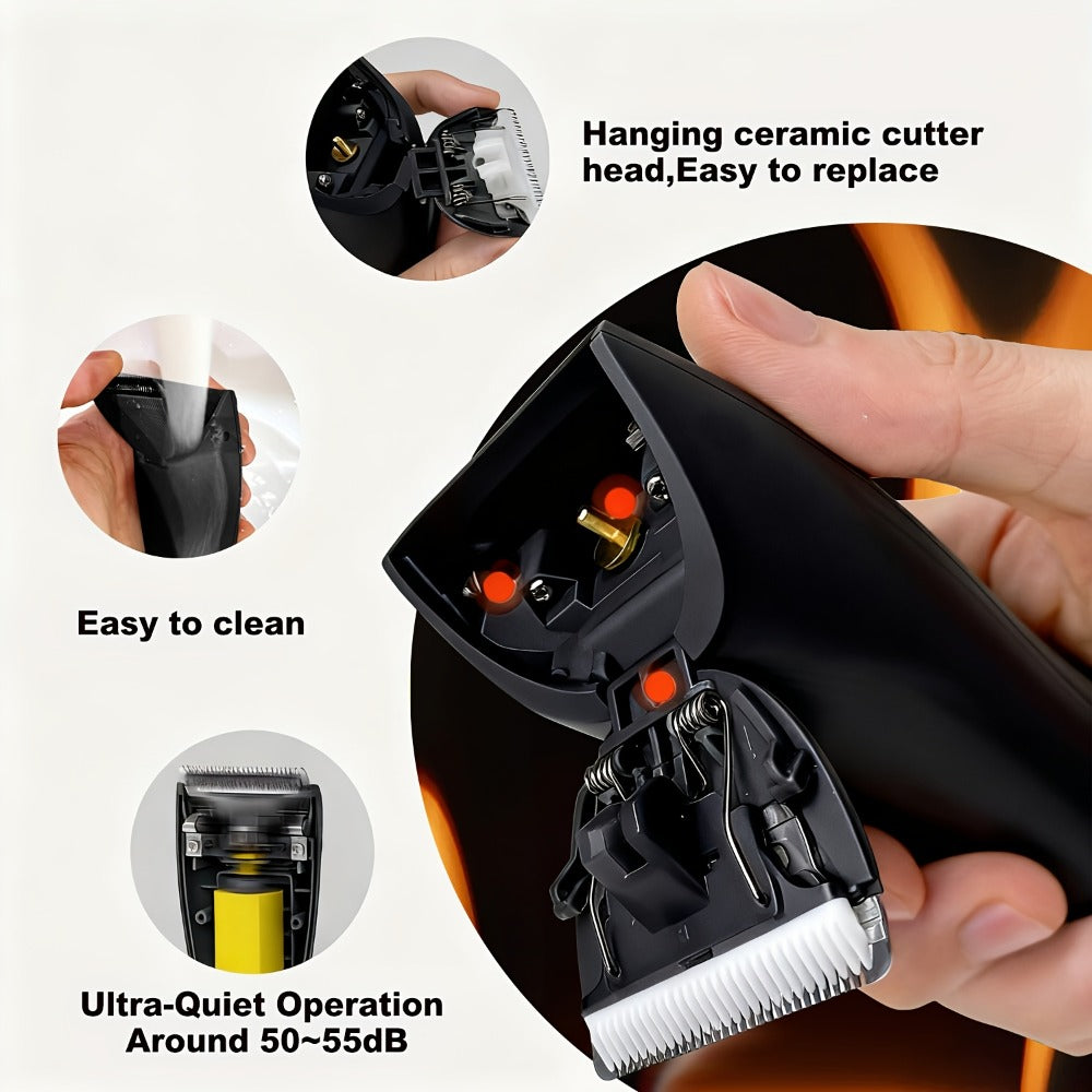 Electric Body Hair Trimmer for Men and Women with Replaceable Ceramic Blade in Blue or Black