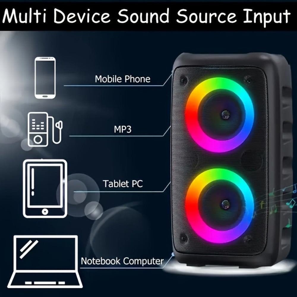 Wireless Bluetooth Speaker with Color LED Lights, MOKiN KTS-1265 Portable Party Speaker, Bass Boost