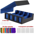 Four-Row Trading Card Storage Box with Display Windows, Four Colors and Pictured Divider Accessories