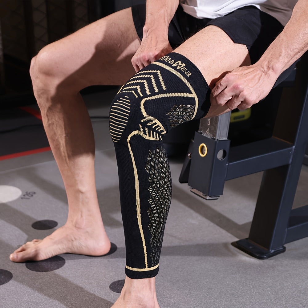 Copper Knee Brace Full Leg Support - Compression Sleeve with Patella Gel Pad & Double Metal Side Stabilizers