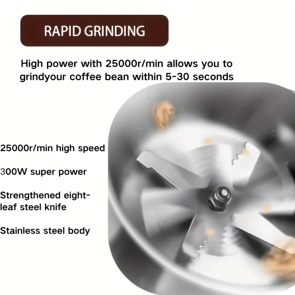 Electric Coffee Grinder 400ml 14oz 4-Blade Stainless Steel 10 Second Quick Grinding for Entryways, Bedrooms and Living Spaces