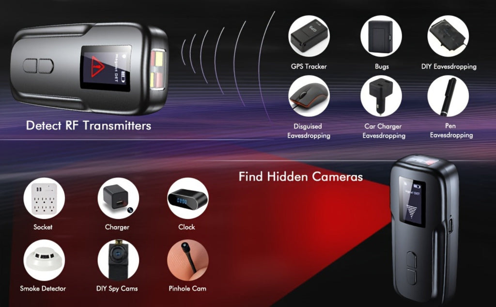 Hidden Camera Detector with OLED Screen, RF Signal & Infrared Anti-Spy Bug Detector, GPS Tracker Finder