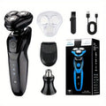 Electric Shaver 3-in-1 Floating-Blade Kit with Nose and Sideburn Trimmers, USB Charging and Digital Display