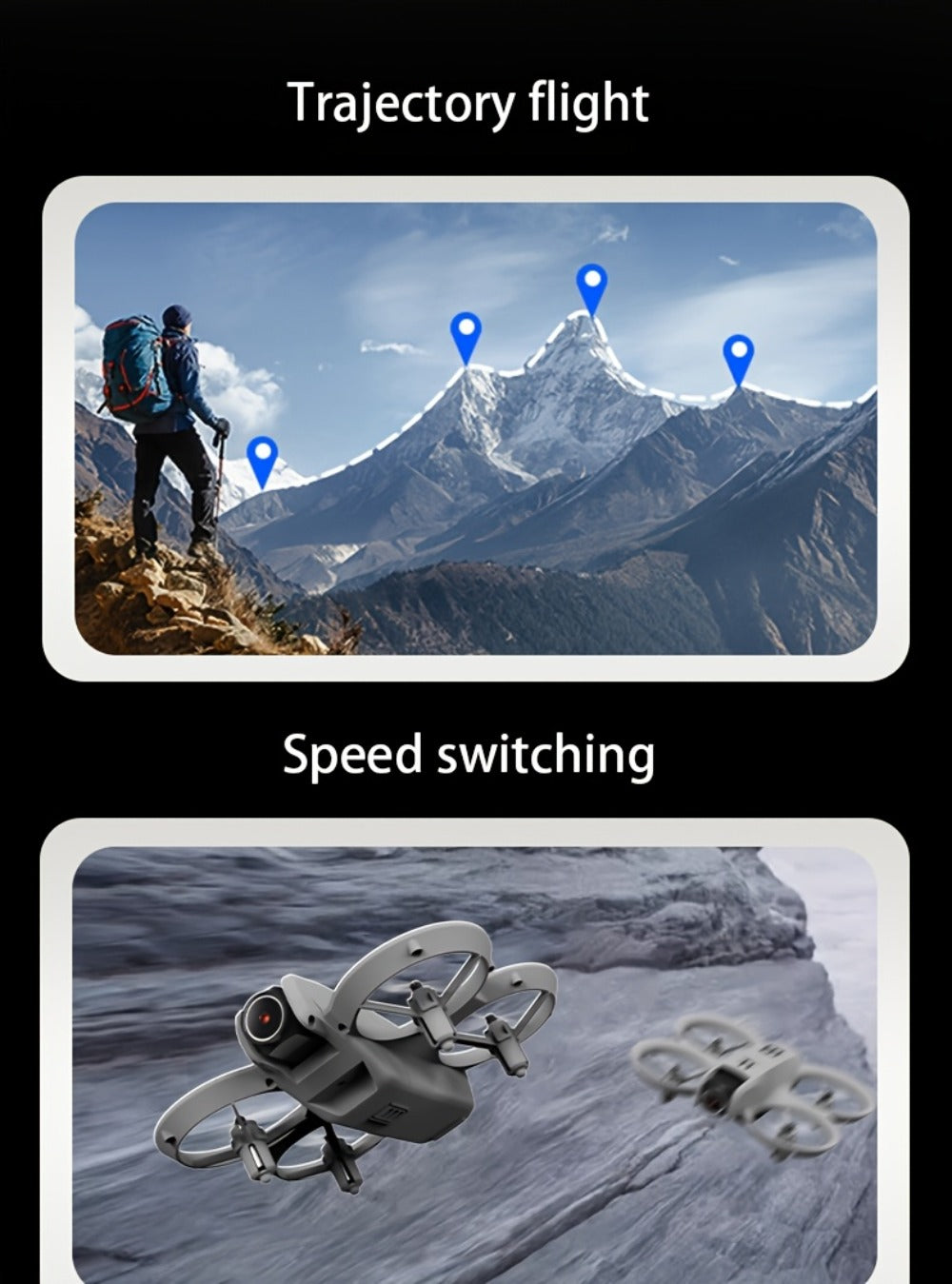 180° Rotating Dual Camera Drone Optical Flow Positioning Gyroscope Stabilization 360° Roll One-Button Takeoff Landing Calibration