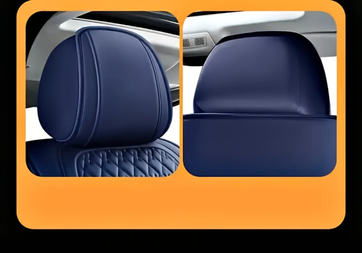 Car Seat Covers 3D Diamond-Embroidered Faux Leather with Two-Front or Five-Seat Set Options