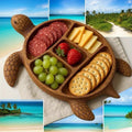 Turtle-Shaped Divided Serving Tray with Five Compartments for Snacks, Fruit, Cheese and Crackers