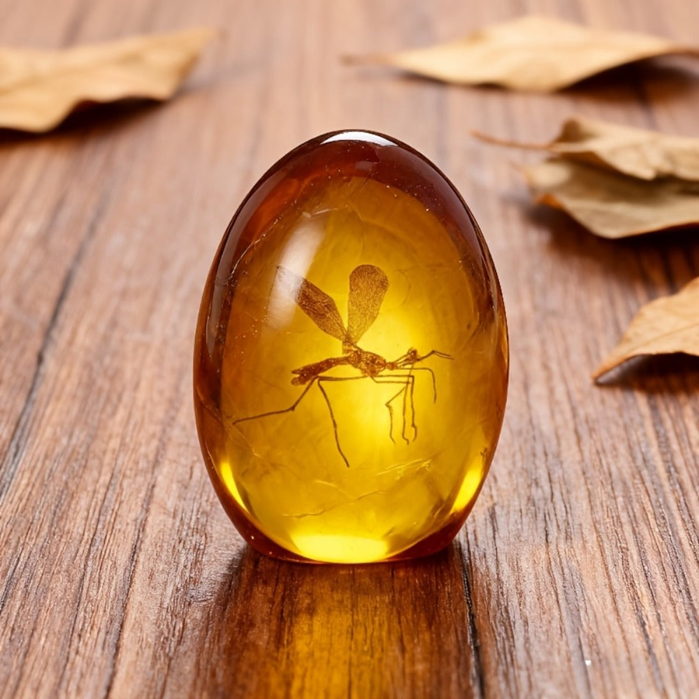 Amber Resin Mosquito Figurine 3 Inch Prehistoric Insect Replica Collectible Paperweight Faux Amber Specimen Desk Decor Natural History Gift