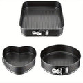 Springform Pan Set of 3 Nonstick Carbon Steel Cake Pan with Removable Bottom Round and Heart for Entryways, Bedrooms and Living Spaces