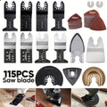 115pcs Oscillating Saw Blades Set with Sandpaper, Multitool Blades for Wood Metal Plastic, Universal Fit for Major Brands