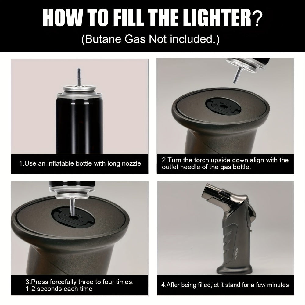 Butane Torch Lighter with Gift Box - Jobon Adjustable Flame Kitchen Torch, BBQ Camping Lighter for Men