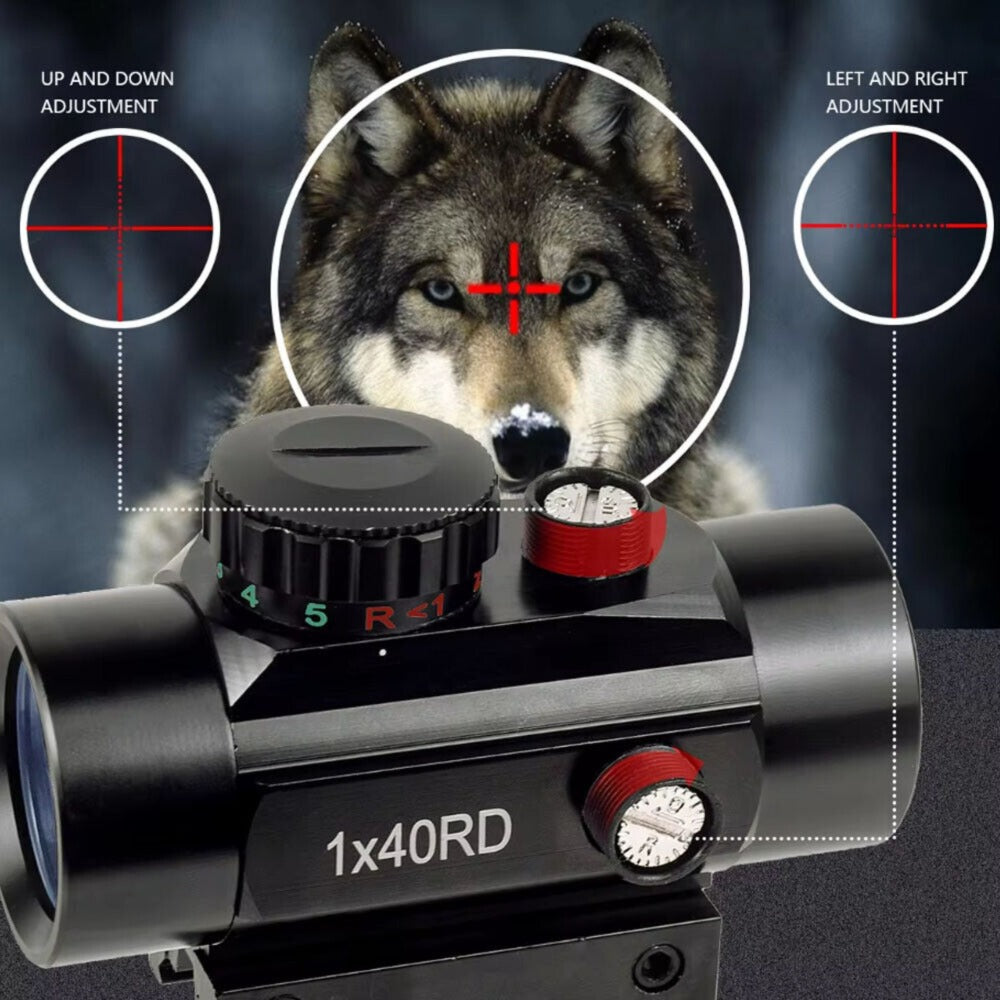 Red Green Dot Sight Scope 1x40 with Picatinny Rail Mount, 2 Reticle Types, Adjustable Brightness for Rifles