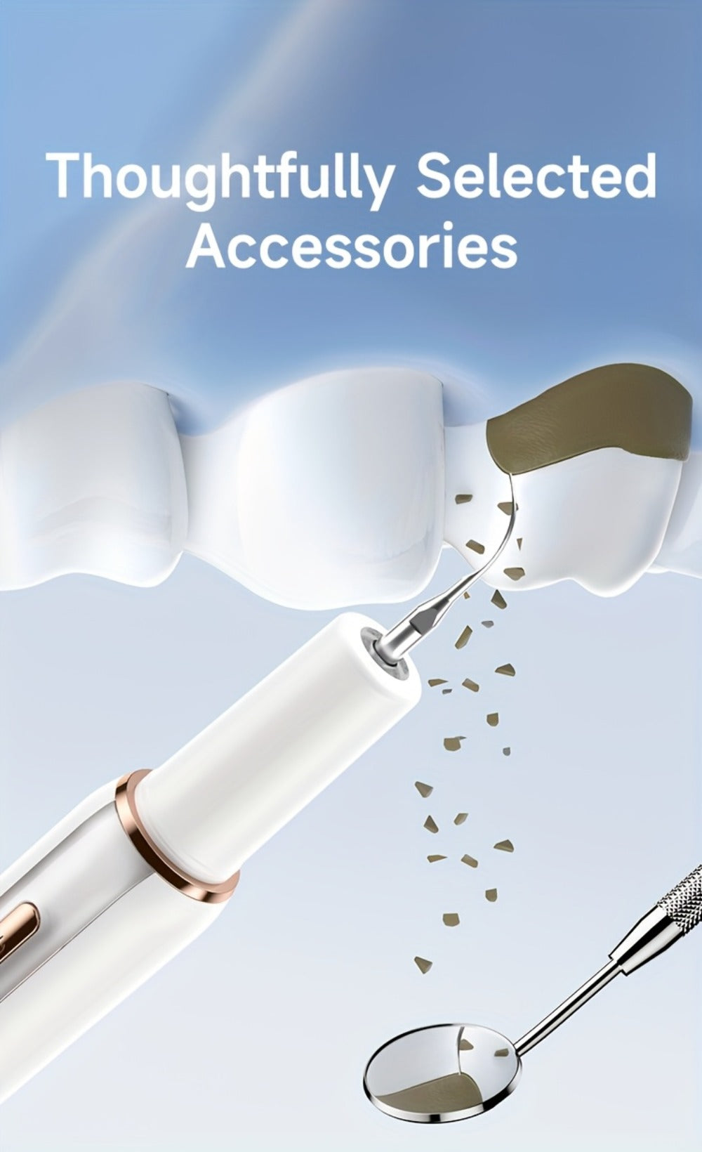 Electric Tooth Cleaner Tartar Remover Rechargeable – 5 Speed Modes, LED Light, USB Charging, 2 Replaceable Brush Heads