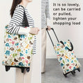 Folding Shopping Cart 2-in-1 Oxford Large Capacity Portable Tote Bag Reusable Grocery Bag on Wheels for Camping Business Delivery Market