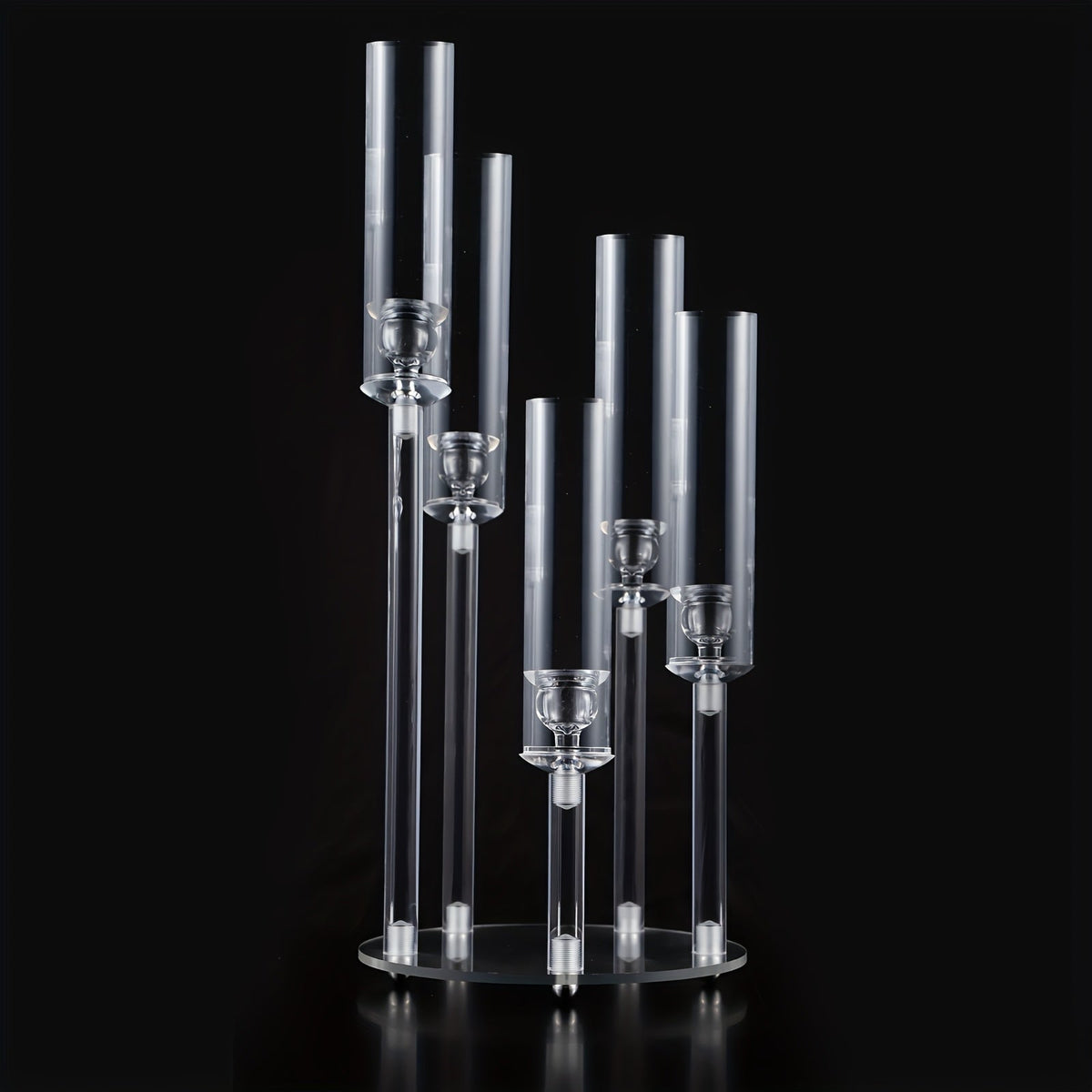 Acrylic Candelabra Candle Holder, Clear Crystal 5-Arm & 6-Arm Taper Candlestick Holders for Wedding Centerpiece