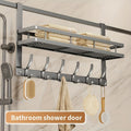 Over-the-Door Storage Rack with Metal Basket Shelf, 4 to 8 Hooks and Gray or Black Length Options