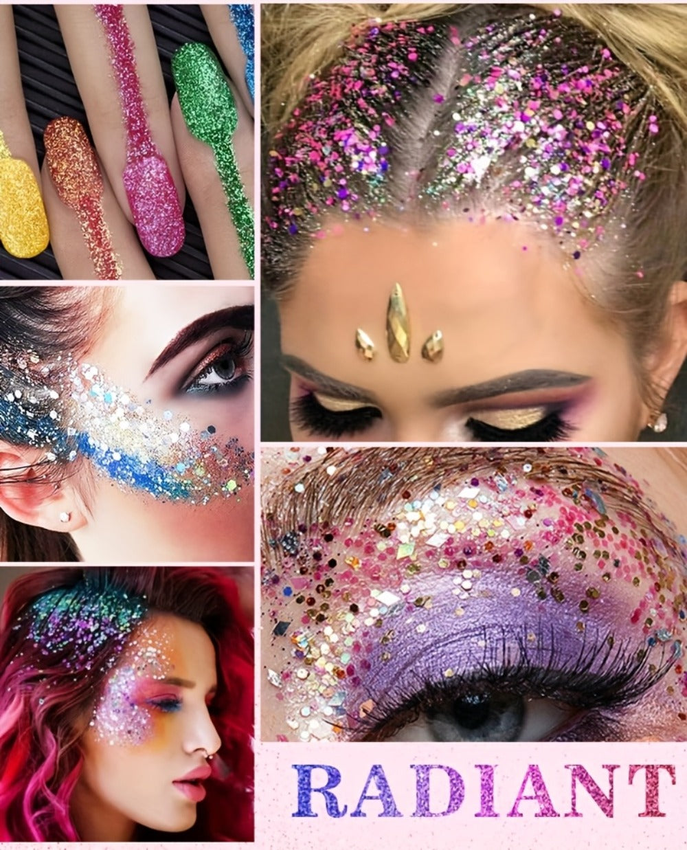 Holographic Glitter Gel Set 10 Colors Cosmetic Grade Face Body Makeup – Festival Rave Cosplay Anime
