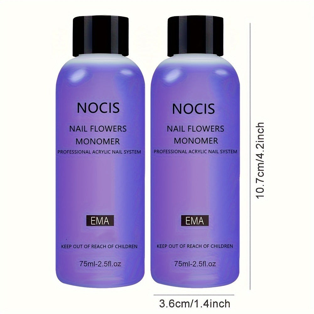 Acrylic Liquid Monomer 2 Pack 2.54oz Each Odorless Crystal Formula for Salon-Quality Nail Extensions for Home and Salon Manicures