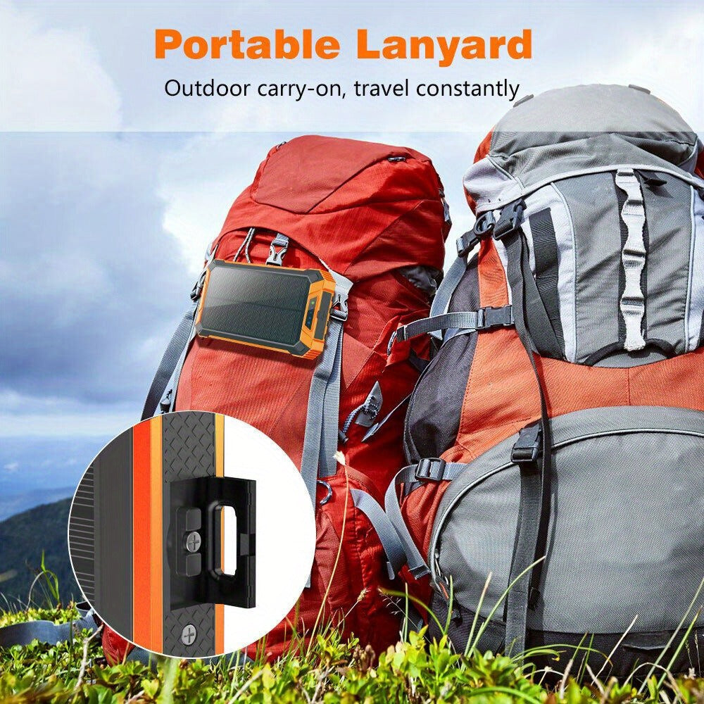Solar Power Bank 40000mAh with Built-in 4 Cables & 15W Wireless Charging – 6 Outputs 3 Inputs Dual LED Flashlight Portable Charger