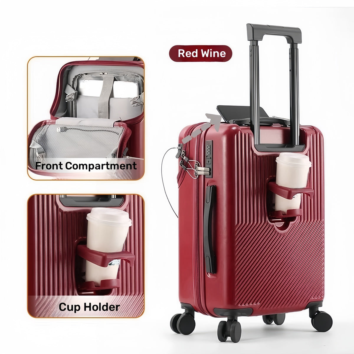Carry-On Luggage Front-Opening ABS-PC Spinner with TSA Lock in 20, 22, 24 or 26-Inch Sizes