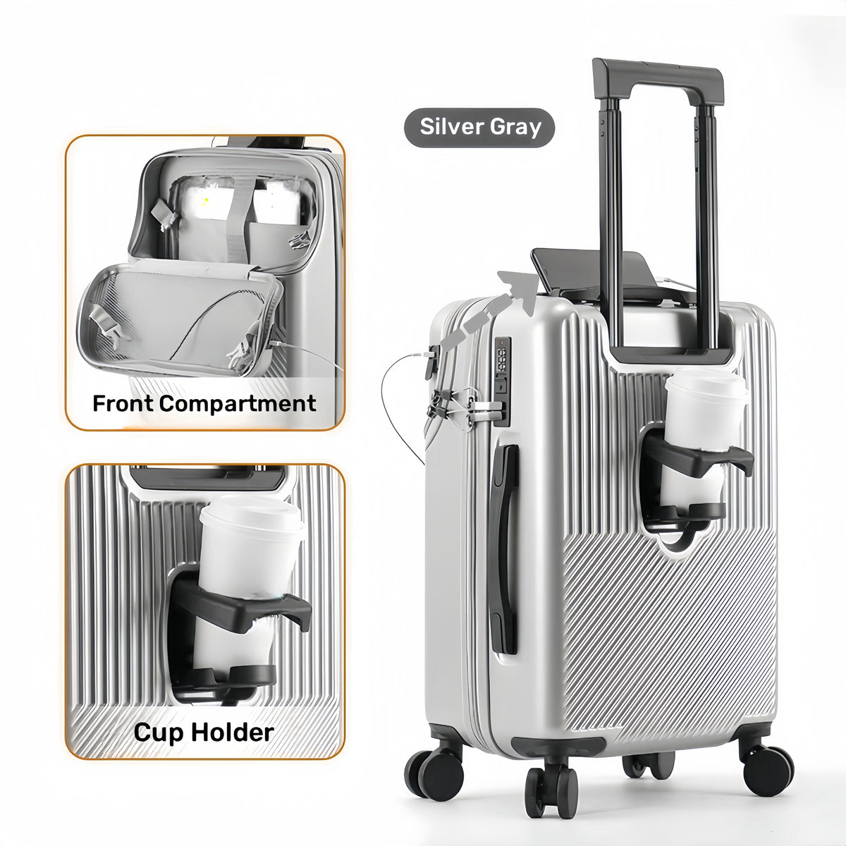 Carry-On Luggage Front-Opening ABS-PC Spinner with TSA Lock in 20, 22, 24 or 26-Inch Sizes