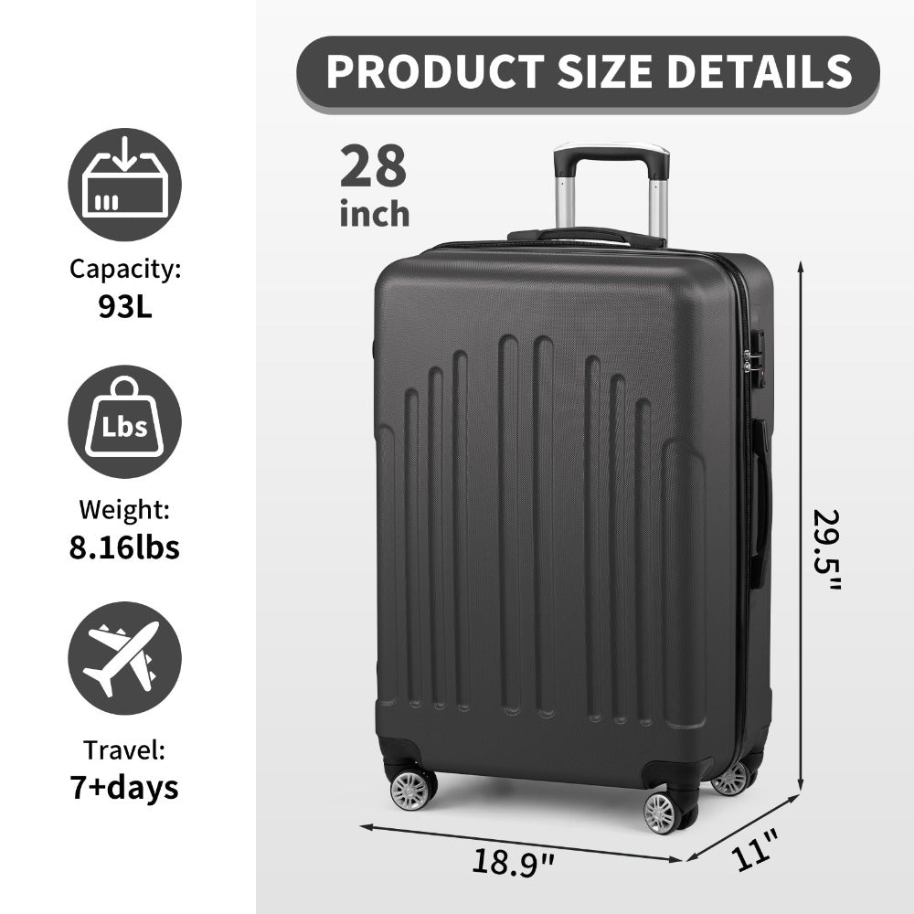 Carry-On Luggage Lightweight Hardshell Spinner with TSA Lock & 20/24/28-Inch Size Range for Travel & Easy Storage