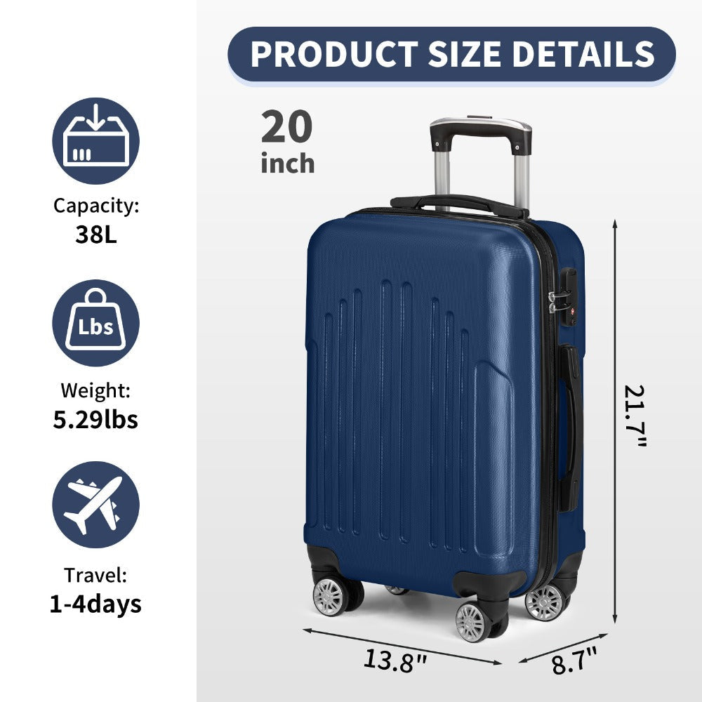 Carry-On Luggage Lightweight Hardshell Spinner with TSA Lock & 20/24/28-Inch Size Range for Travel & Easy Storage