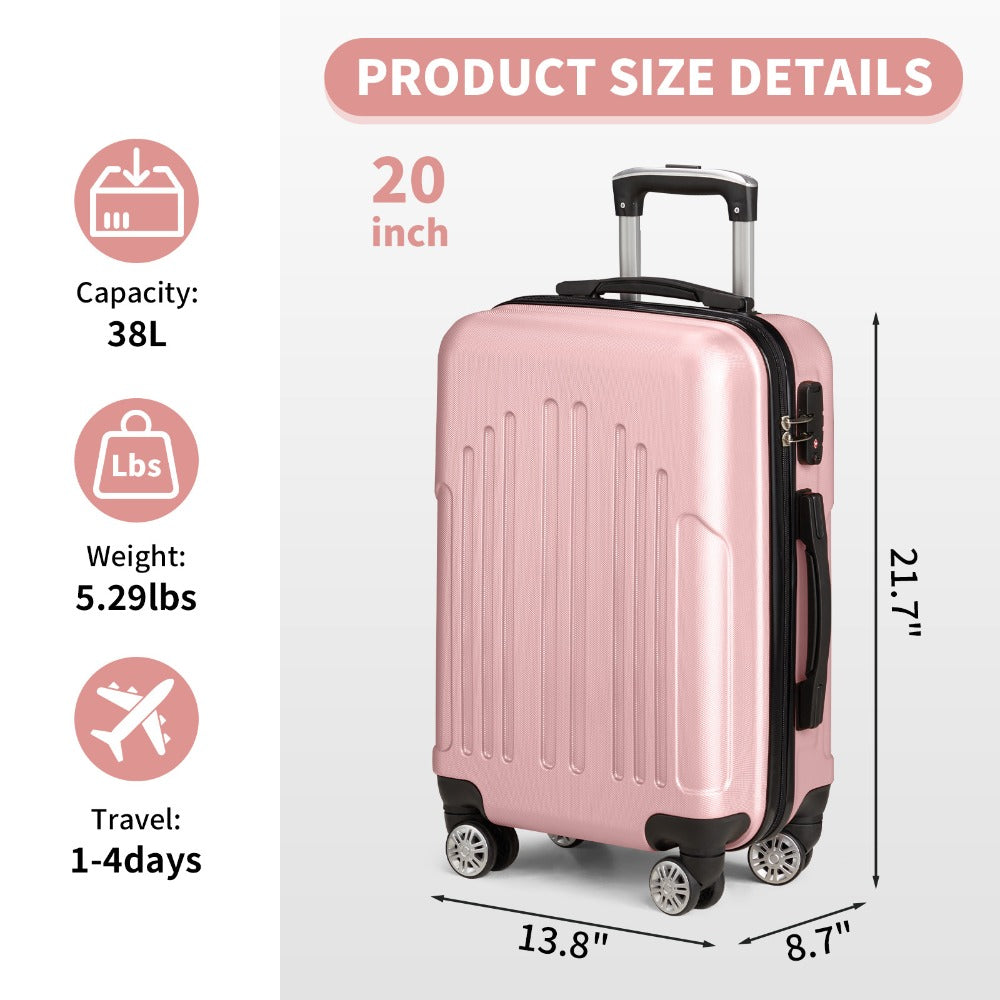Carry-On Luggage Lightweight Hardshell Spinner with TSA Lock & 20/24/28-Inch Size Range for Travel & Easy Storage