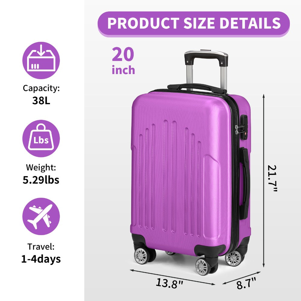 Carry-On Luggage Lightweight Hardshell Spinner with TSA Lock & 20/24/28-Inch Size Range for Travel & Easy Storage