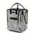 Foldable Rolling Shopping Tote with Wheels and Three Metallic Color Options for Errands and Everyday Carry