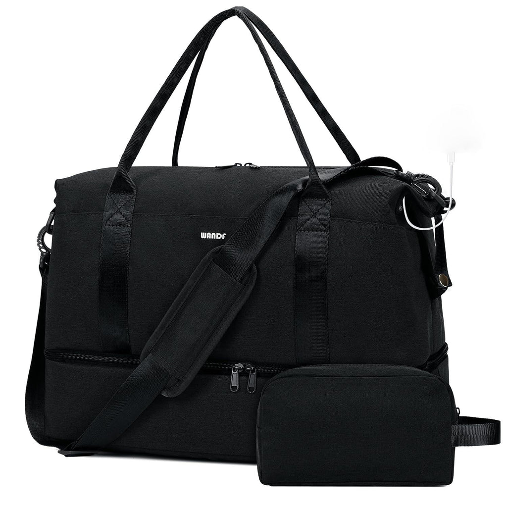 Carry-On Luggage Duffel with USB Port, Wet Pocket, Shoe Storage and 6 Color Options for Flights