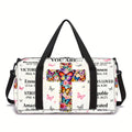 Carry-On Luggage Scripture Print Duffel with Large Washable Storage and Adjustable Strap for Trips