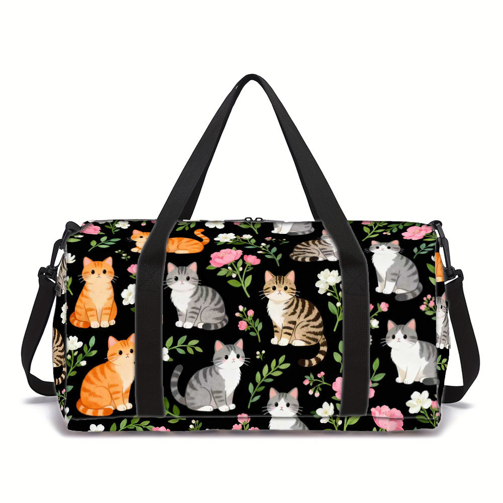 Carry-On Luggage Action Cat Print Duffel with Large Storage, Adjustable Strap and Side Pockets