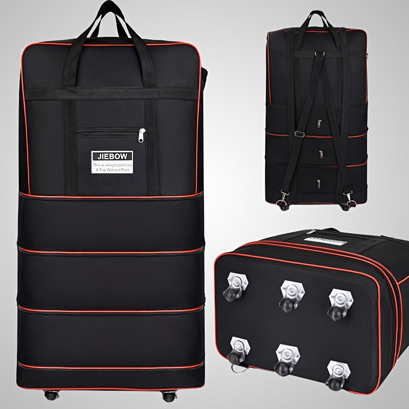 Carry-On Luggage Expandable Wheeled Duffle with Inline Rollers, Fold-Flat Body & 3 Colors for Travel & Easy Storage
