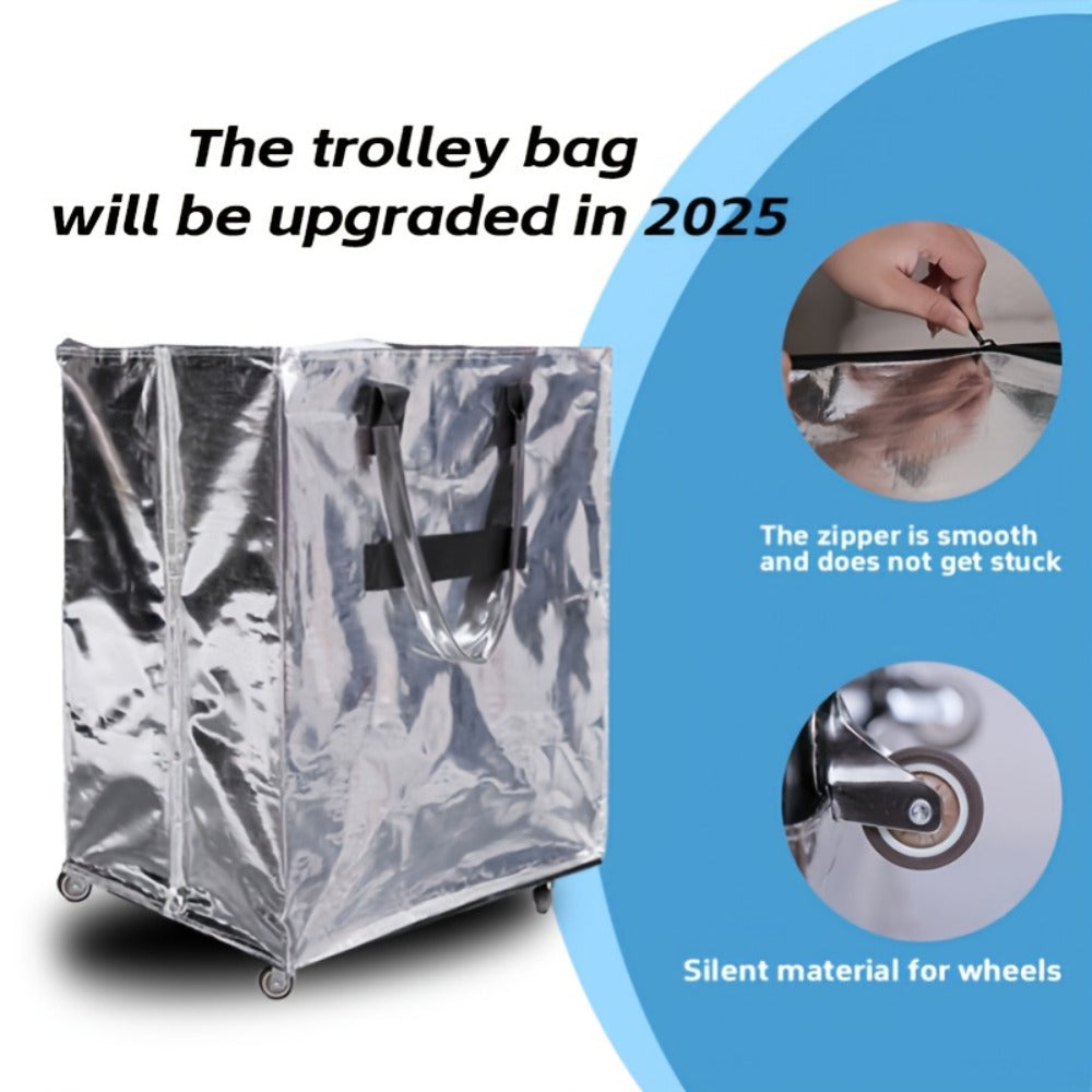 Carry-On Luggage Large Lightweight Soft Rolling Tote with Swivel Casters and Flexible Silver Storage