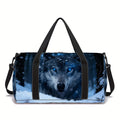 Carry-On Luggage Snow Wolf Print Duffel with Large Polyester Storage and Adjustable Strap for Travel