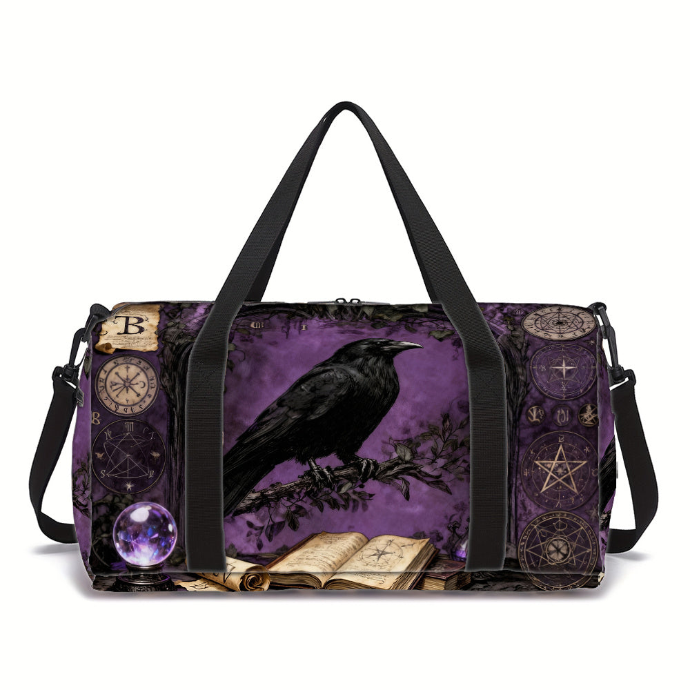 Carry-On Luggage Gothic Crow Print Duffel with Large Polyester Storage and Suitcase Sleeve