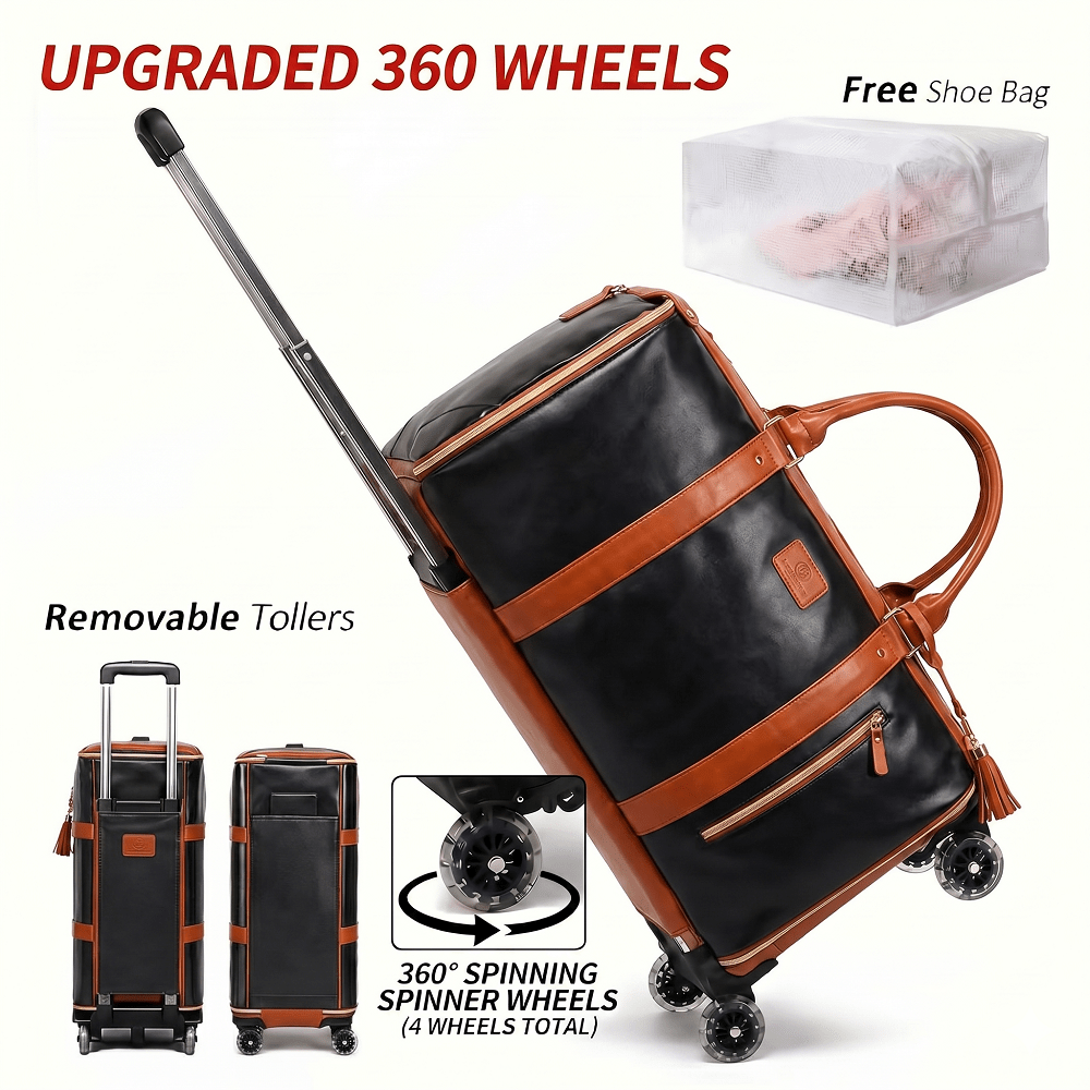Carry-On Luggage Two-in-One Rolling Garment Bag with 360° Spinner Wheels and Detachable Case