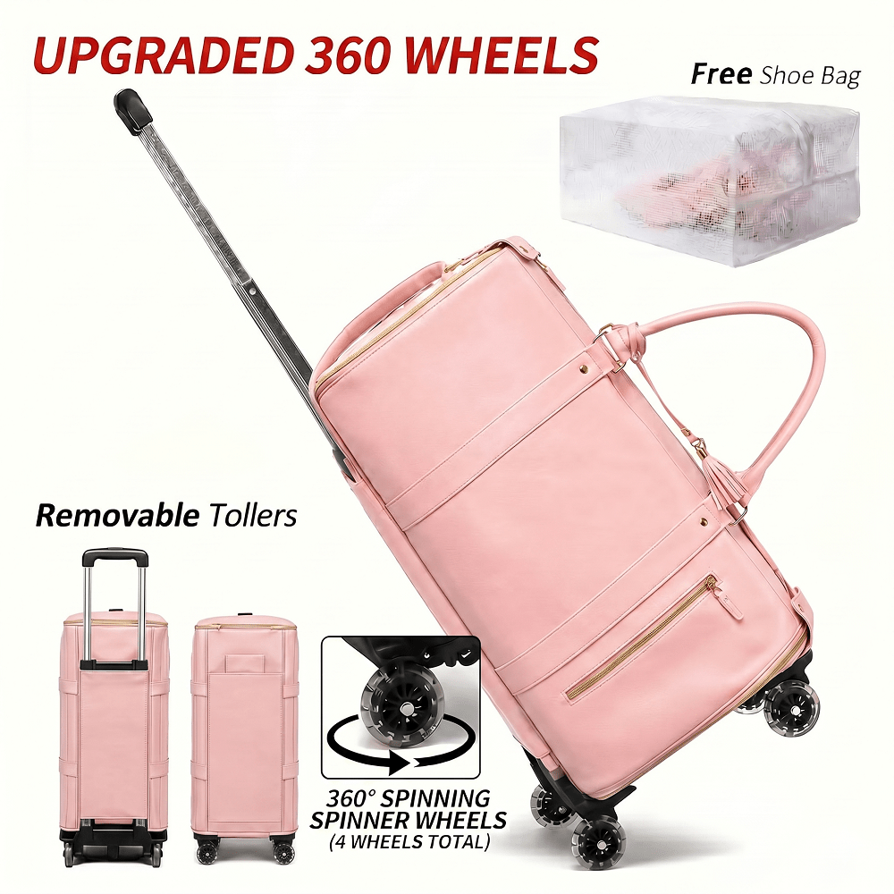 Carry-On Luggage Two-in-One Rolling Garment Bag with 360° Spinner Wheels and Detachable Case