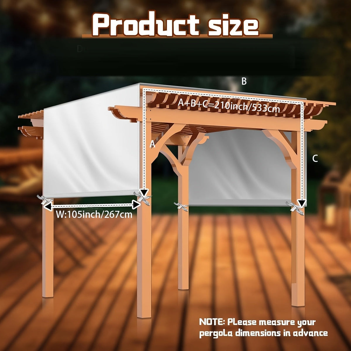 Pergola Replacement Canopy Single Panel, Patio Shade Backyard Porch for Garden, Patio and Yard Use