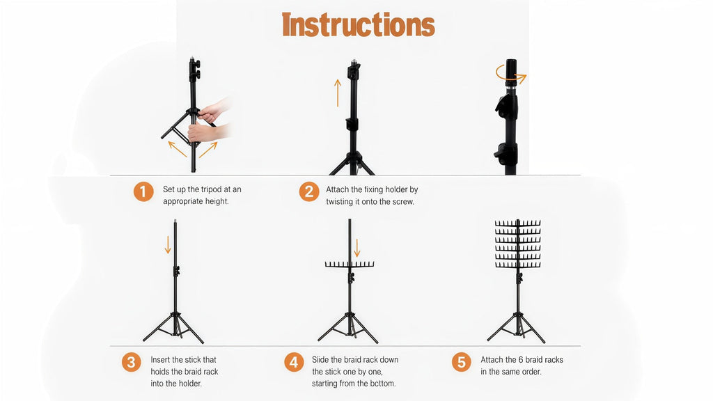 Braiding Hair Rack Hair Styling Tool with 144-Strand Layout, 30-50-Inch Height and Foldable Stand