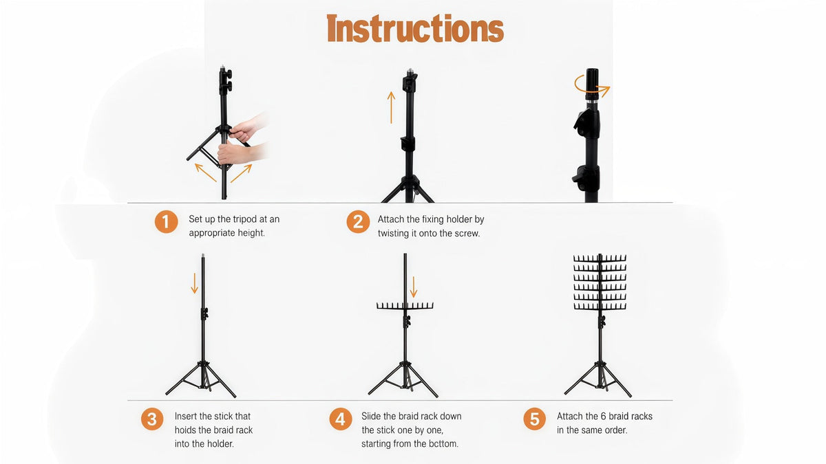 Braiding Hair Rack Hair Styling Tool with 144-Strand Layout, 30-50-Inch Height and Foldable Stand