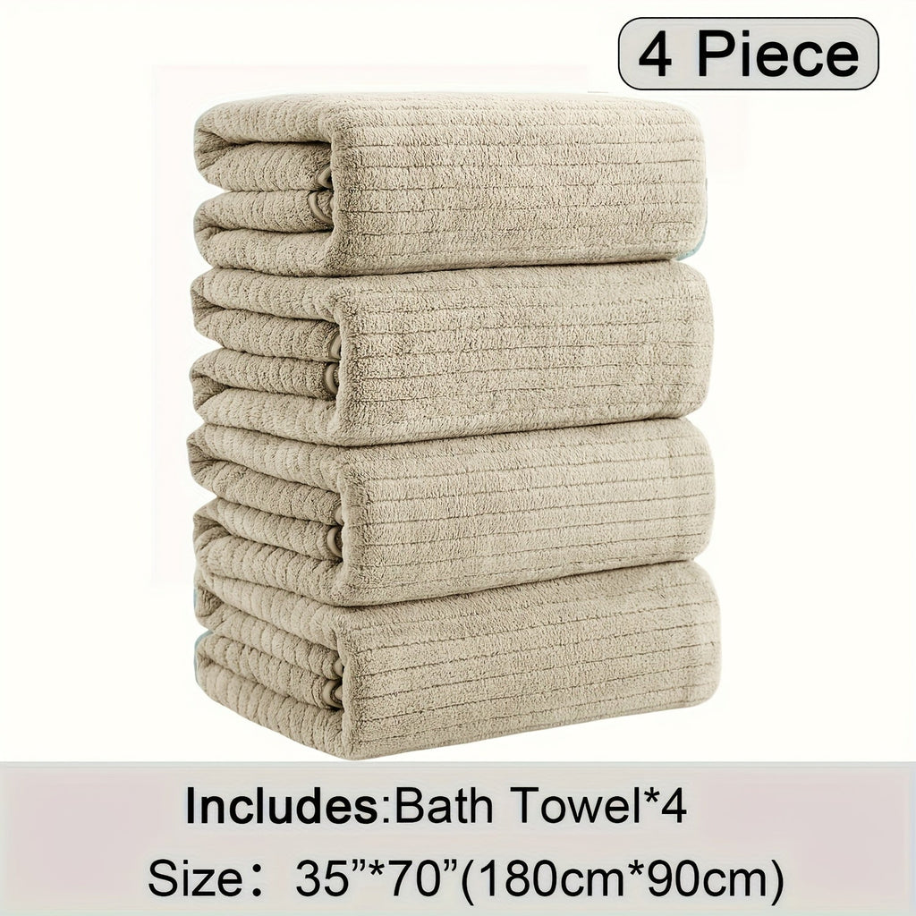 Bath Towels Set 4-Pack Oversized 35 x 70 Inch Microfiber Sheets in 13 Solid Color Options for Home and Guest Use
