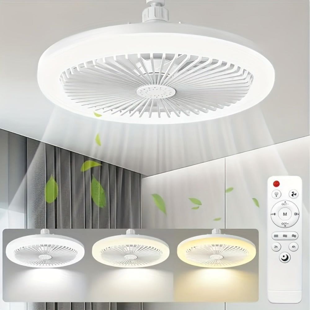 Ceiling Fan Light with Remote Control, Dimmable LED 3000-6500K, 3-Speed Fan, E26 Base, 360° Adjustable Universal Joint, Timed Night Light