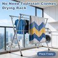 Clothes Drying Rack Foldable Heavy Duty – Upgraded X-Frame Collapsible Laundry Drying Rack for Indoor Outdoor Use
