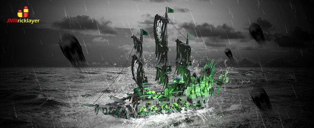 Flying Dutchman Pirate Ship Building Blocks Ghost Ship Model 40001 with LED Lights, Adult Teen Collector Construction Kit