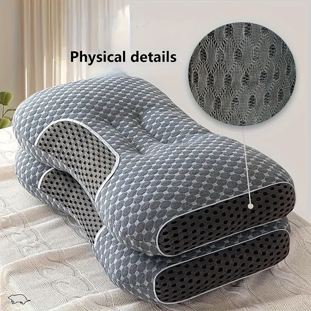 Cervical Neck Support Pillow Soft Knitted Ergonomic Orthopedic Contour Pillow for Deep Sleep – Non-Collapse High Pillow Core All Seasons