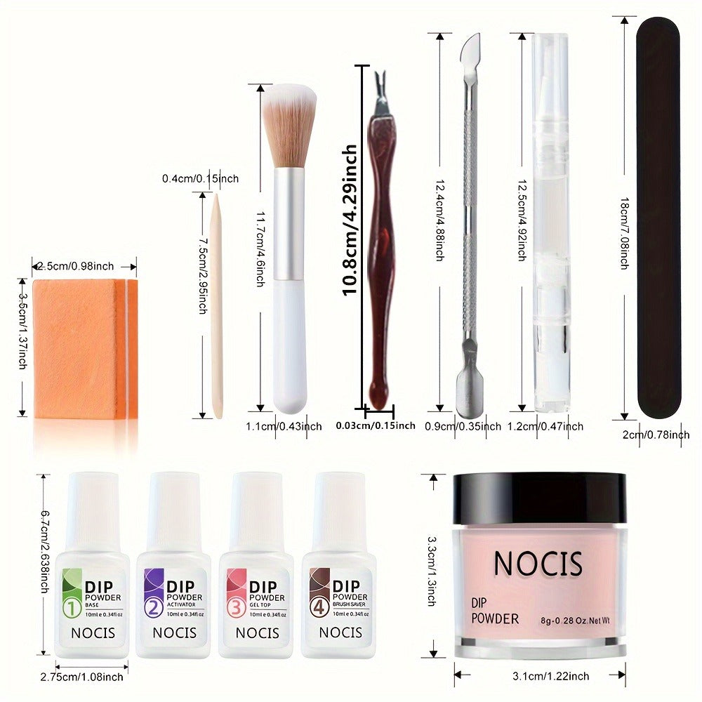 Sparkling Glitter Dip Powder Nail Set 33Pcs with Activator & Primer, 20 Colors No Lamp Needed for French