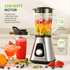 Countertop Blender with 52oz Glass Jar & 22oz Travel Cup, 3-Speed Smoothie Blender for Frozen Fruit Drinks