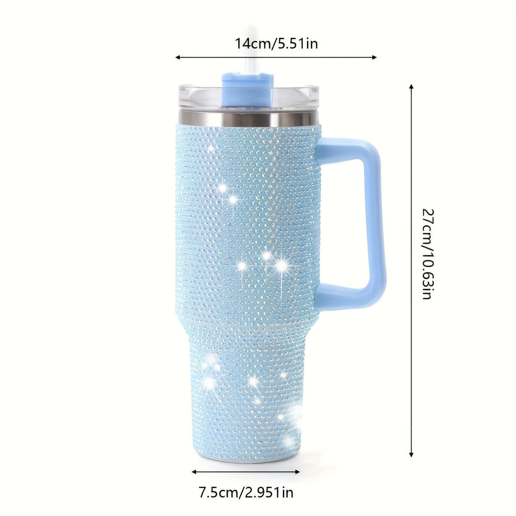 Insulated Tumbler 40oz All-Over Rhinestone Stainless Steel in Fifteen Retained Color Options